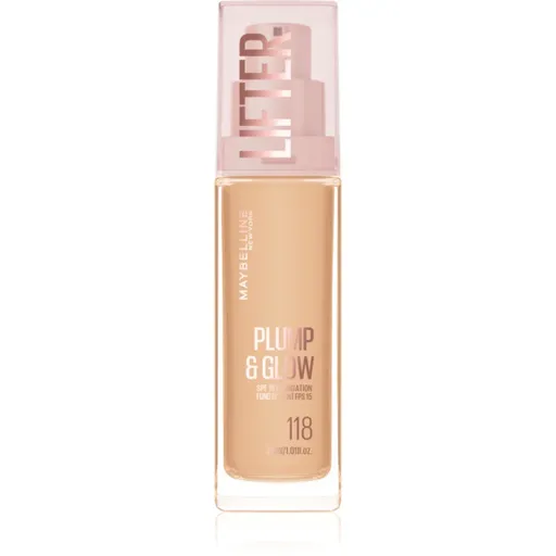 MAYBELLINE NEW YORK Lifter Plump & Glow rozjasňující make-up pro přirozený vzhled odstín 118 30 ml