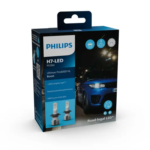 Philips LED H7 12V 15W Ultinon Pro6000 Boost 5800K +300% s homologací 2ks 11972U60BX2