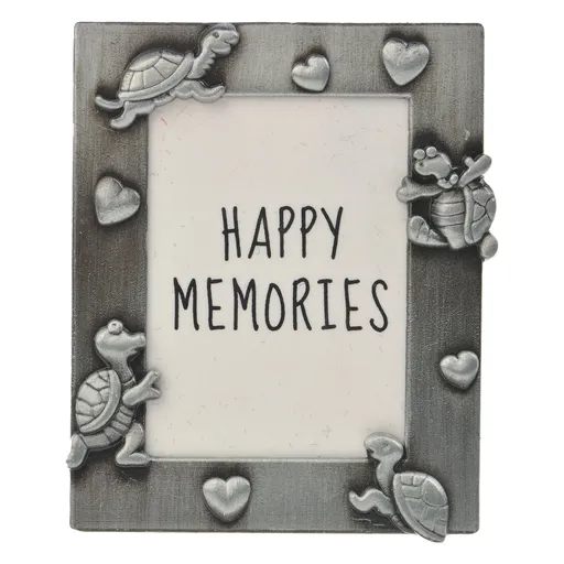 Stříbrný fotorámeček s želvami - 4*5 cm Clayre & Eef