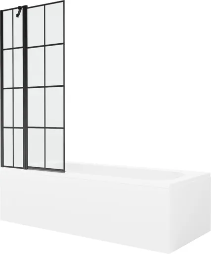 MEXEN/S Vega obdélníková vana 180 x 80 cm s panelem + vanová zástěna 80, černá vzor 550118080X9408117077