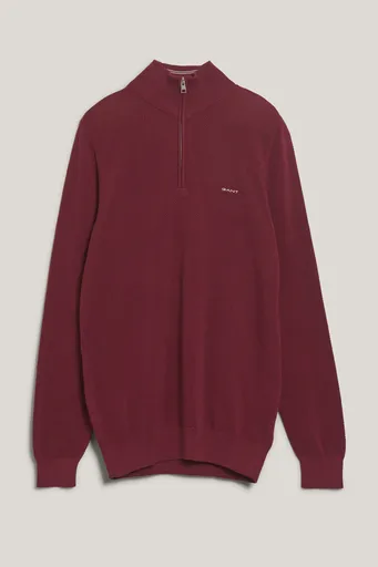 SVETR GANT COTTON PIQUE HALFZIP RICH WINE