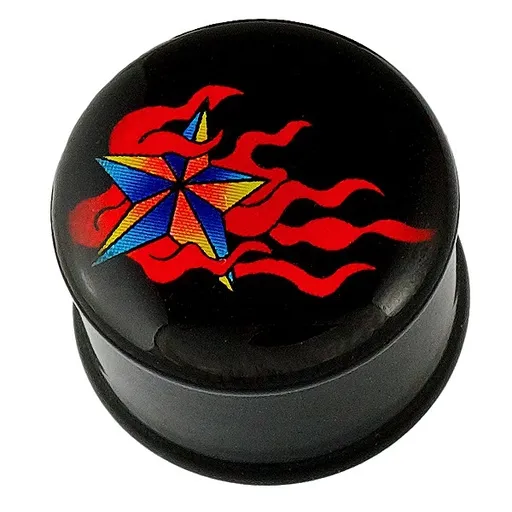 Piercing do ucha - hořící hvězda - Tloušťka piercingu: 14 mm