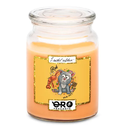 Svíčka Kočičí znamení – rak (Vůně svíčky: Tropické ovoce)
