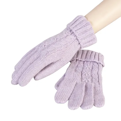 Pletené rukavice lila - 8*23 cm  Clayre & Eef