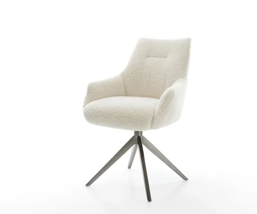 Jídelní židle Alja-Flex s područkami plyšový manšestr béžová