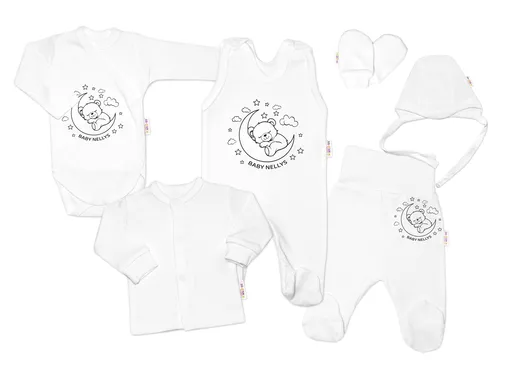 Baby Nellys Soupravička do porodnice 6D, Medvídek na měsíčku, vel. 56