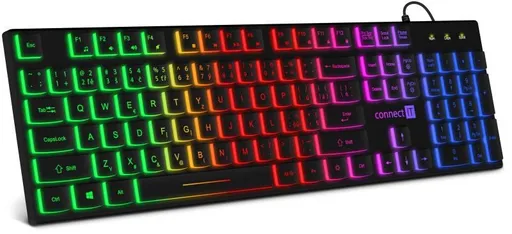 CONNECT IT kancelářská podsvícená klávesnice Chocolate RNBW, CZ + SK verze, černá
