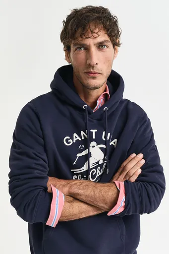 MIKINA GANT GRAPHIC HOODIE EVENING BLUE