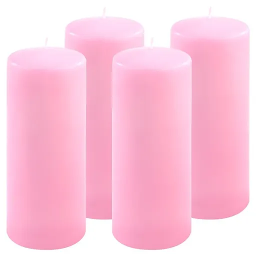 Růžová parafínová svíčka 25 cm, 180 h hoření, sada 4 ks