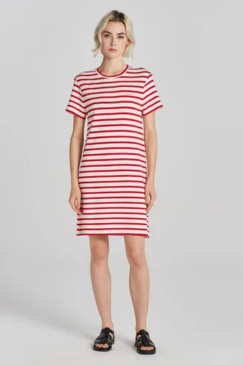 ŠATY GANT STRIPED SS T-SHIRT DRESS BRIGHT RED
