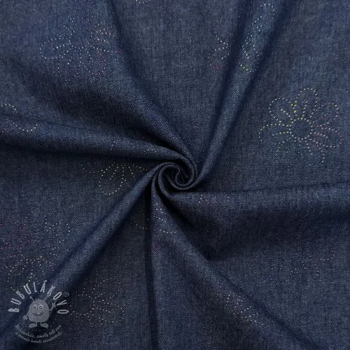 Bavlněná látka JEANS FOIL Flowers