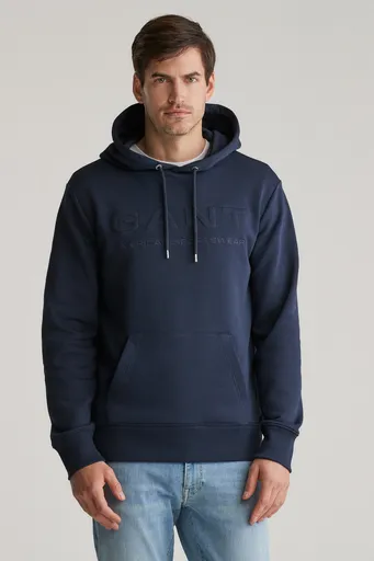 MIKINA GANT EMBOSSED HOODIE EVENING BLUE