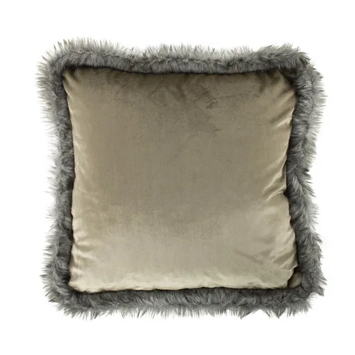 Bílo - zlatý sametový polštář lemovaný kožešinou Copp - 45*45*10cm Mars & More