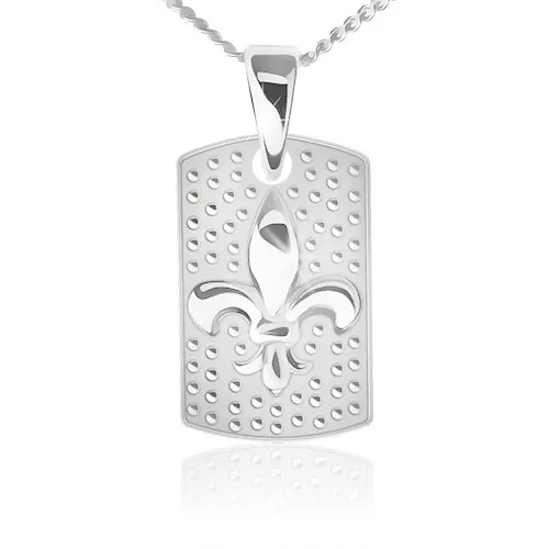 Náhrdelník ze stříbra 925 - řetízek a obdélníková známka, Fleur de Lis