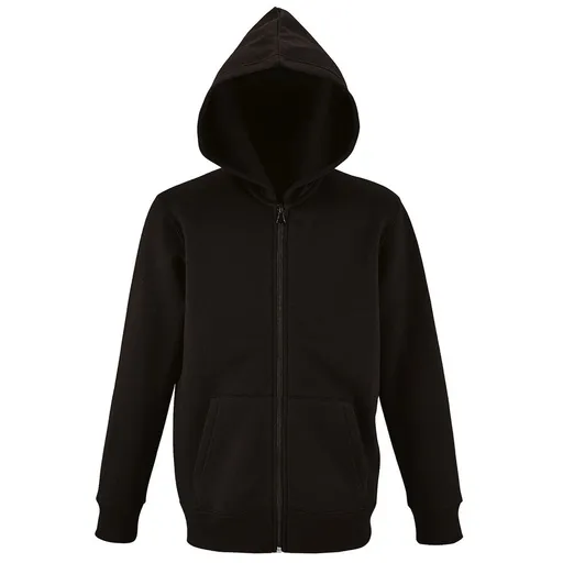 SOL'S Dětská mikina na zip s kapucí Stone - Černá | 12 let