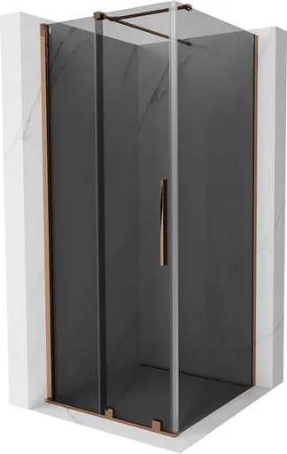 MEXEN/S Velar sprchový kout, posuvné dveře 110 x 110, grafit, růžové zlato 871-110-110-41-60