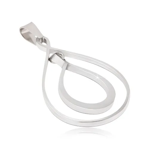 Lesklý ocelový přívěsek, větší a menší kontura slzy