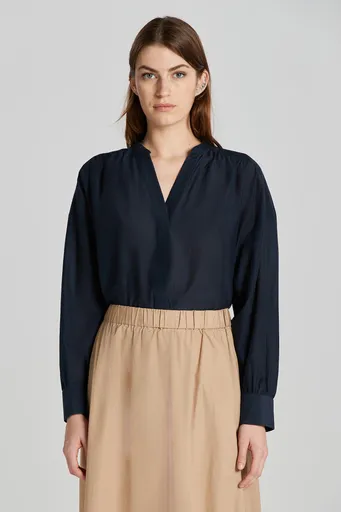 HALENKA GANT REL COT SILK BLOUSE EVENING BLUE
