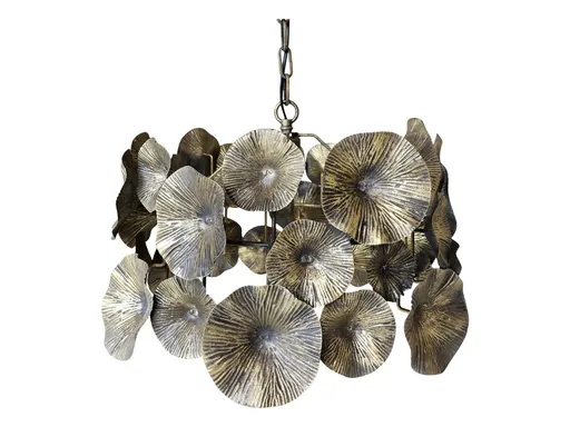 Mosazný antik kovový lustr s květy Vilolé - 51*33 cm/ E27/ 40W Chic Antique