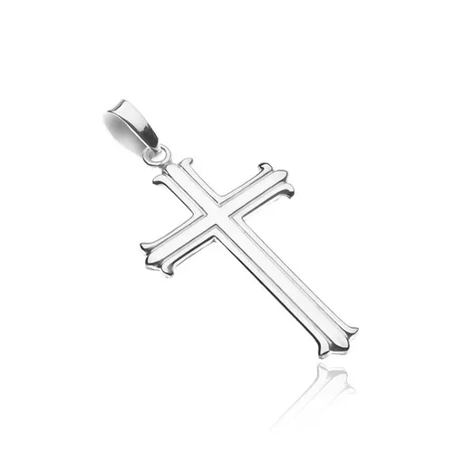 Stříbrný přívěsek 925 - kříž se zářezy a rozvětvenými cípy