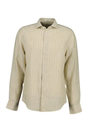 KOŠILE GANT REG LINEN STRIPE SHIRT OAT BEIGE