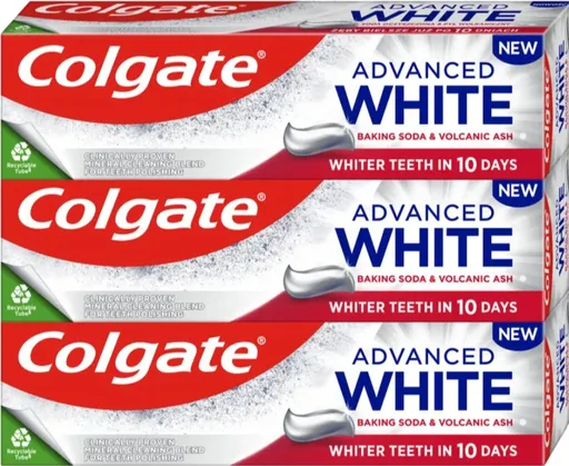 Colgate Bělicí zubní pasta Advanced White Baking Soda & Vulcanic Ash Trio 3 x 75 ml