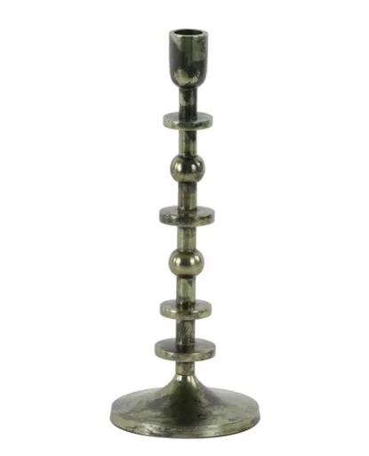 Niklovo zelený antik kovový svícen na úzkou svíčku Yaira - Ø 12*31cm Light & Living