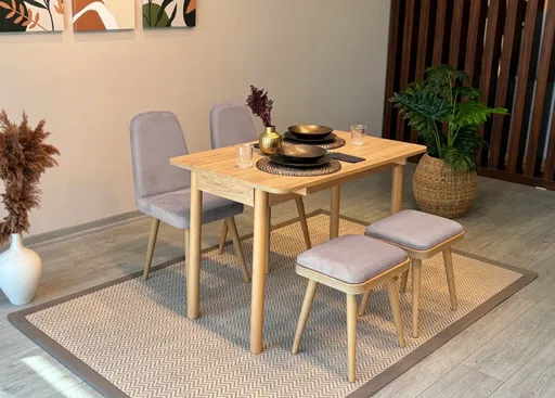 Jídelní set s rozkládacím stolem a židlemi (5 kusů) Vina Mini 02 0701 - Oak, Soho Grey