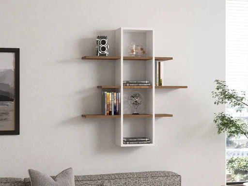 Nástěnná police Ardo - Walnut, White