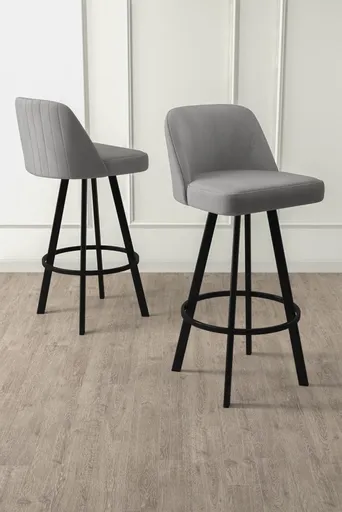 Bar Stool Set (4 Pieces) Atex - Grey, Black