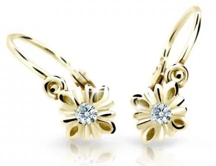 Cutie Jewellery Půvabné dětské náušnice ze žlutého zlata C2261-10-X-1 bílá