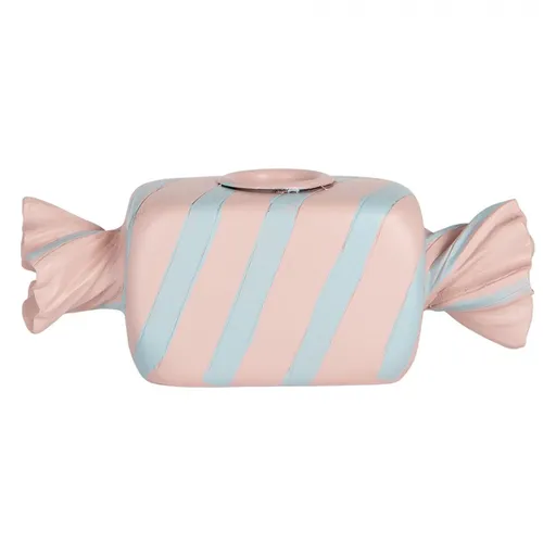 Růžovo-modrý svícen na úzkou svíčku Bonbón Candy - 14*5*5 cm Clayre & Eef