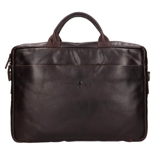 Kožená taška na notebook Greenwood Amos - tmavě hnědá