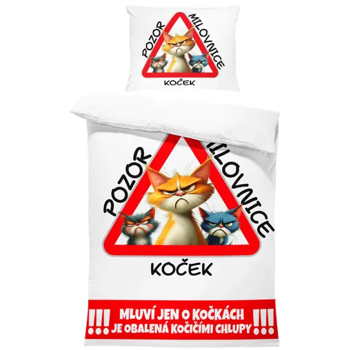 Povlečení Pozor milovnice koček (Rozměr : 1x140/220 + 1x90/70)