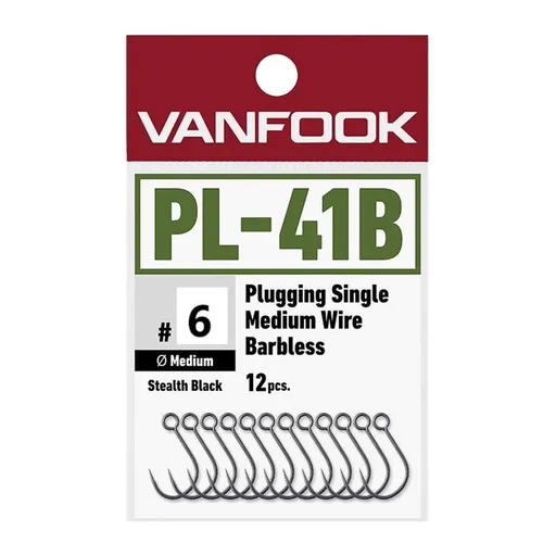 Vanfook Háčky na Woblery PL-41B Plugging Single Medium Heavy Wire Barbless 12ks - 6,Vanfook Háčky na Woblery PL-41B Plugging Single Medium Heavy Wire