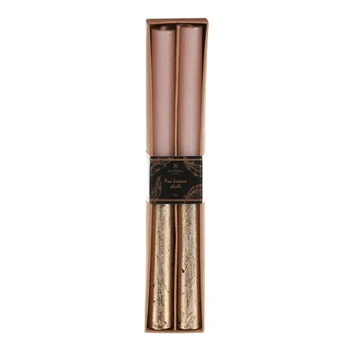 Sada kónických svíček, růžová/zlatá, 2 ks, parafín