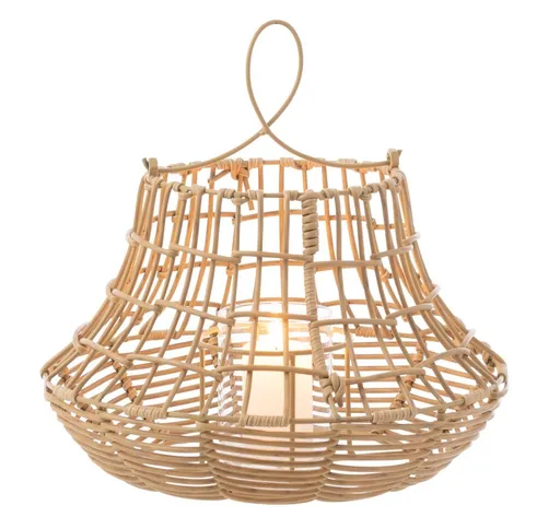 Béžová ratanová závěsná lucerna Giro - 33*33*33 cm J-Line by Jolipa