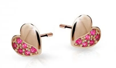 Cutie Jewellery Dětské náušnice z růžového zlata C2160-30-X-4 fuchsiová