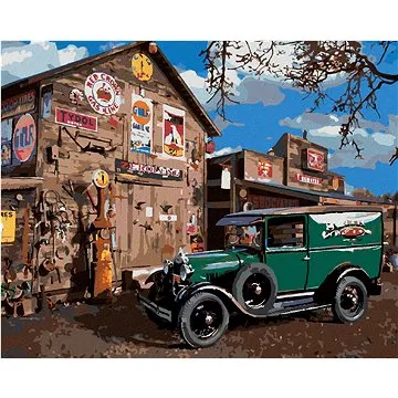 Zuty - Malování podle čísel - AUTO VETERÁN U STODOLY (DENNIS FRATES), 80x100 cm, vypnuté plátno na r (HRAmmb03901nad)