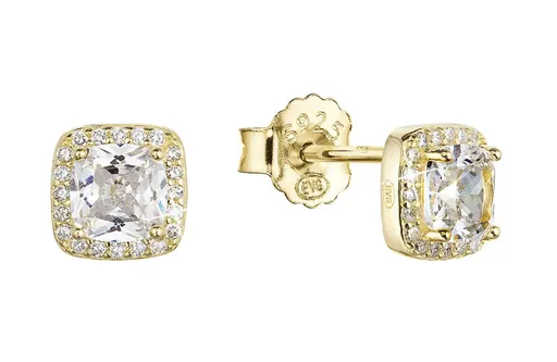 Evolution Group - Pavona Pozlacené náušnice pecky se zirkony 11438.1 crystal