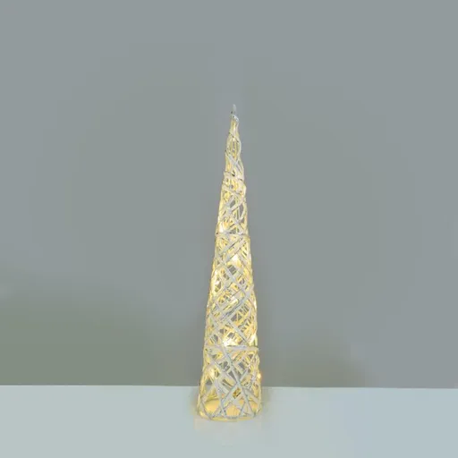 ACA Lighting  bílý + stříbrný kuželový strom 20 mini WW LED na baterie 3xAA, IP20 pr.13x40cm X11201118