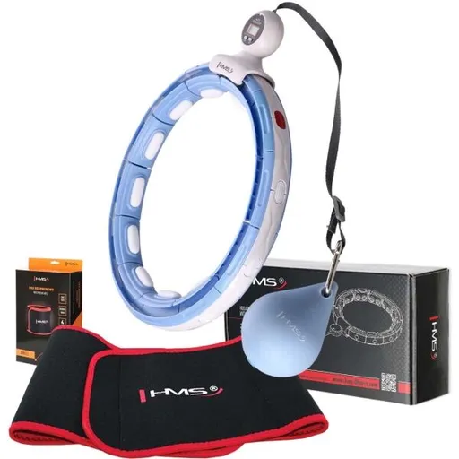 HMS SET HHM15 + BR163 Sada masážní obruče se závažím a zeštíhlujícího pásu, světle modrá, velikost