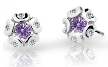 Cutie Jewellery Dětské náušnice z bílého zlata C2178-30-X-2 fialová