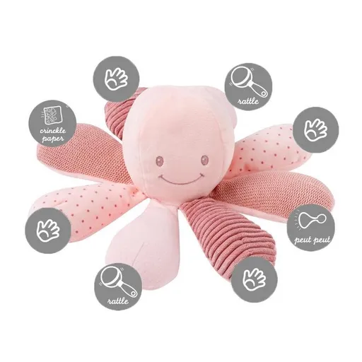 Nattou Hračka chobotnička edukační 8 aktivit Lapidou pink