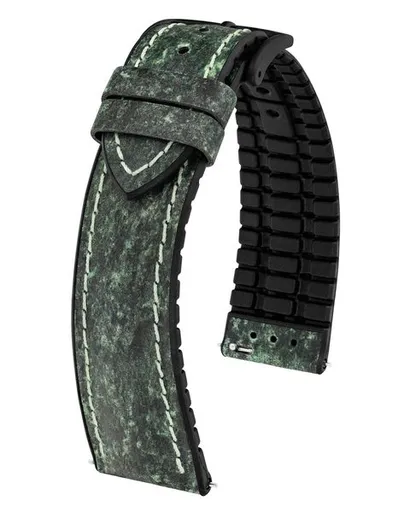 Řemínek Hirsch Stone - zelený - 22 mm - L – Standardní délka (doporučujeme) - 20 mm - Černá