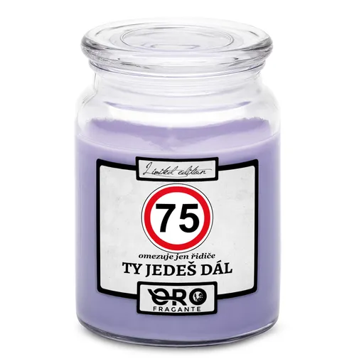Svíčka Ty jedeš dál – výběr věku (věk: 75, Vůně svíčky: Levandule)