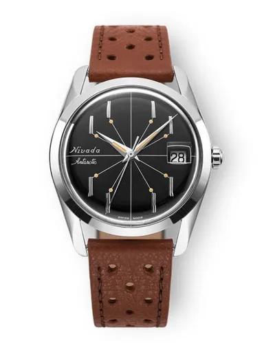 Nivada Grenchen Antarctic Spider Black 35 mm - Brown Racing Strap