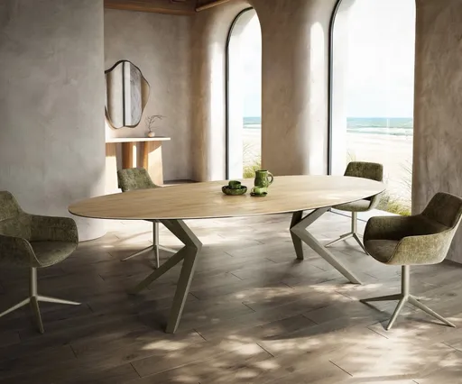 Jídelní stůl Edge oválný 280x130 keramika Laminam® Sabbia