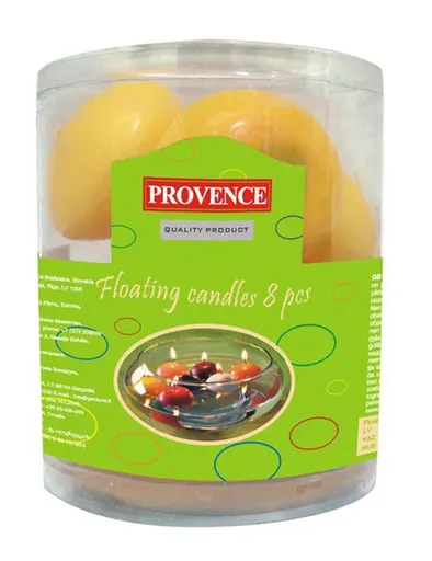 Neparfemovaná plovoucí svíčka PROVENCE 8ks žlutá