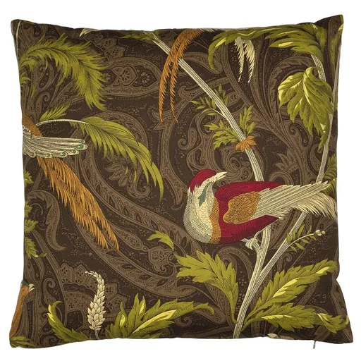 Hnědý čtvercový polštář s ptáčky Paisley bird taupe - 45*45*10cm Mars & More